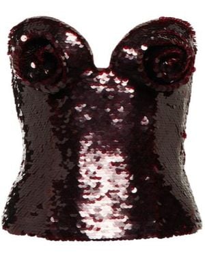 Magda Butrym Sequined Bustier Top - Red