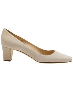 Manolo Blahnik Okkatopla 50 Suede Court Shoes - Natural