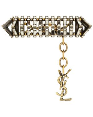Saint Laurent Logo Plaque Pyramid Bracelet - White