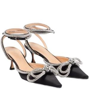 Mach & Mach Double Bow 65 Embellished Satin Pumps - Metallic