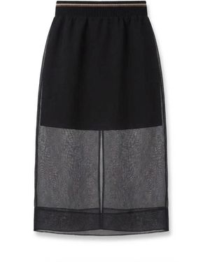 Brunello Cucinelli Semi-Sheer Midi Skirt - Black