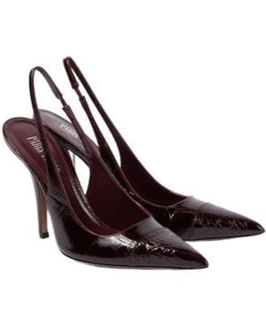 Paris Texas Miranda 105 Croc-Effect Leather Slingback Pumps - Brown