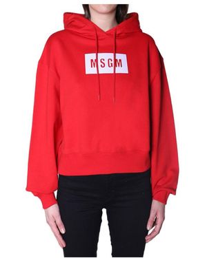 MSGM Logo Hooded Jumper - Red