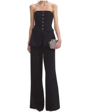 Self-Portrait Bandeau Crepe Jumpsuit - Black