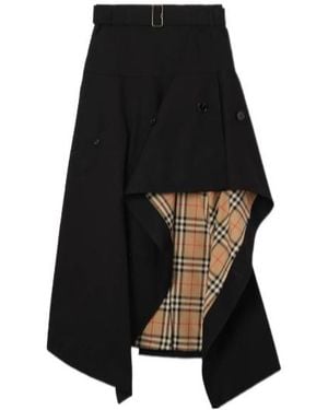 Burberry Gabardine Asymmetric Trench Skirt - Black