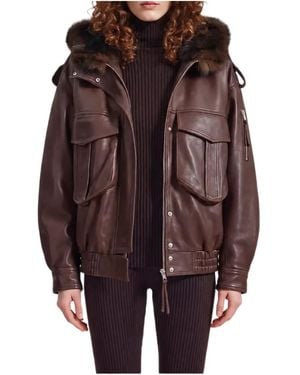 Frankie Shop Shearling-Lined Hooded Aviator Jacket - Brown