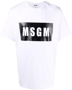 MSGM Logo Print Cotton T Shirt - White