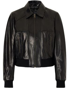 Nili Lotan Leather Cropped Jacket - Black