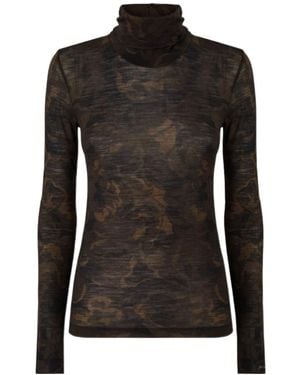 Pinko Floral-Print Roll-Neck Top - Black
