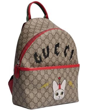Gucci Children's Gg Backpack With Print - Brown