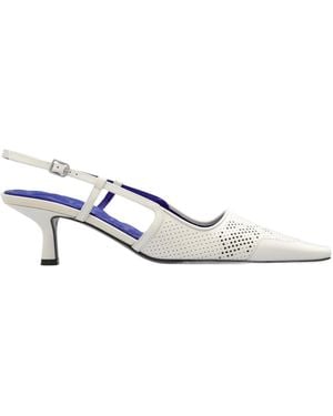 Burberry Chisel Slingback Square-Toe Pumps - White