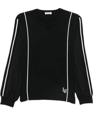 Liu Jo Color-Block Striped Sweatshirt - Black