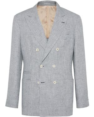 Brunello Cucinelli Double-Breasted Buttoned Blazer - Grey