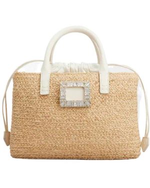 Roger Vivier Viv' Skate Small Shopping Bag - Natural