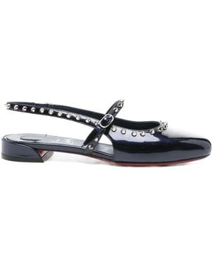 Christian Louboutin Sweet Janispikes Studded Slingback Flats - Blue