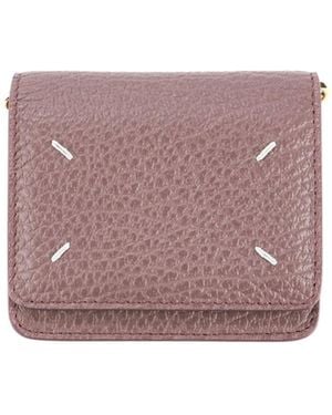 Maison Margiela Four-Stitch Leather Purse - Purple