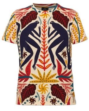 Etro Colorful Patterned Crew Neck Short-Sleeved T-Shirt - Orange