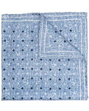 Brunello Cucinelli Tile-Print Silk Scarf - Blue