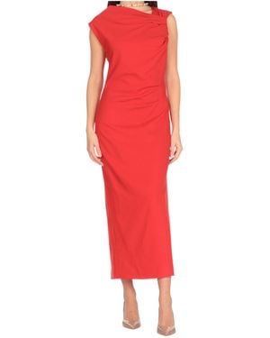MSGM Ruched Slim Fit Dress - Red