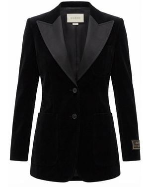 Gucci V-Neck Velvet Blazer - Black