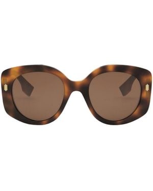 Fendi Eyewear Round Frame Sunglasses - Brown