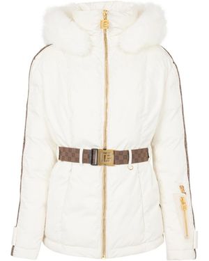 Balmain Belted Pb Down Jacket - White