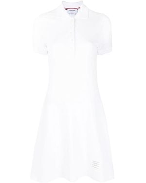 Thom Browne Pique Flared Short-Sleeved Tennis Dress - White