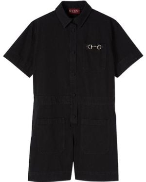 Gucci Horsebit Denim Jumpsuit - Black