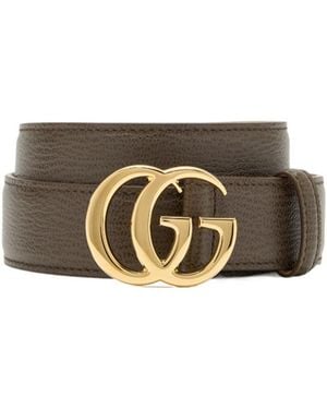Gucci Gg Grained Leather Belt - Brown