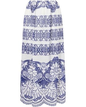 Borgo De Nor Cotton-Blend Maxi Skirt - Blue