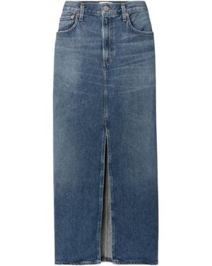 Agolde Leif Mid-Rise Denim Maxi Skirt - Blue