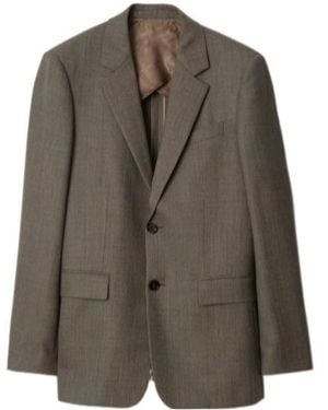 Burberry Sharkskin Wool Tailored Jacket - Green