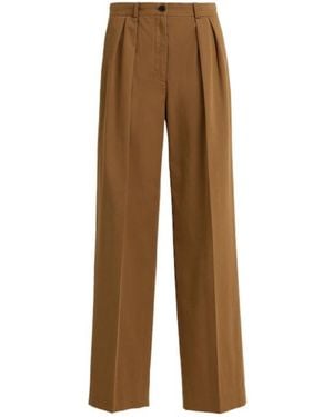 The Row Igor Cotton Wide Leg Trousers - Brown