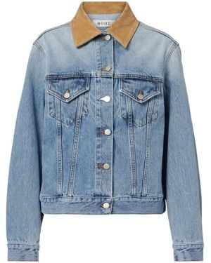 Rohe Suede-Trimmed Denim Jacket - Blue