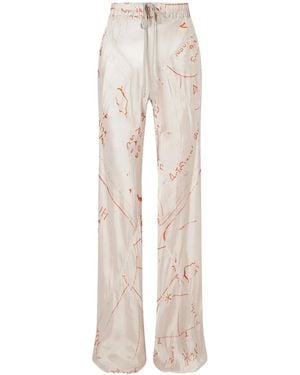 Rick Owens Bias Paneled Printed Satin Pants - White