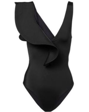 Johanna Ortiz Asymmetric Ruffled Swimsuit - Black