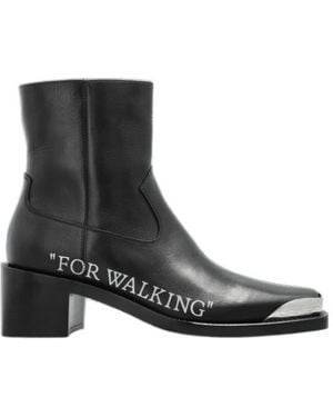 Off-White c/o Virgil Abloh Square Toe Zip-Up Boots - Black
