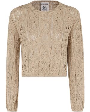 Semicouture Semi Couture Open-Knit Cropped Knitted Jumper - Natural