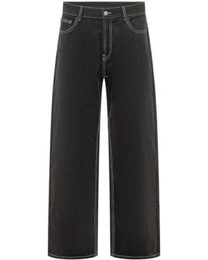 Palm Angels Logo Patch Straight Leg Jeans - Black