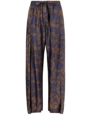 Loewe Paula's Ibiza Printed Mid-Rise Straight-Leg Silk Trousers - Blue