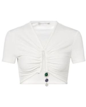Christopher Esber Embellished Crop Top - White