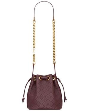 Saint Laurent Cassandre Logo Plaque Bucket Bag - Purple