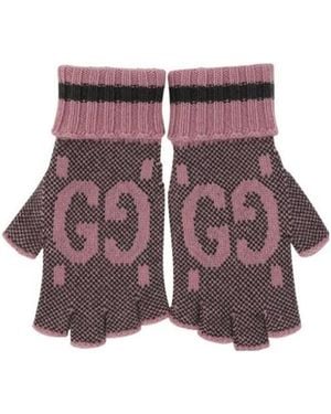 Gucci Gg Motif Fingerless Gloves - Purple