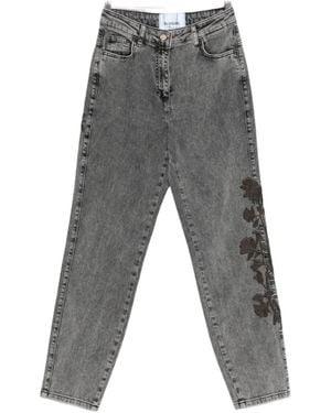 Blugirl Blumarine Embroidered Floral Jeans - Gray