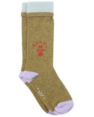 Marni Logo Knitted Socks - Green