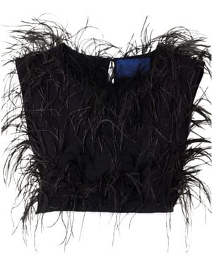 Sharon Wauchob Cato Feather-Trimmed Silk Tank - Black