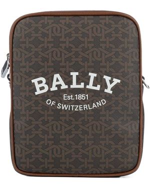Bally Logo Zipper Shoulder Bag - Gray