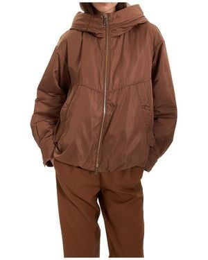 Marella Zip-Up Hooded Casual Jacket - Brown