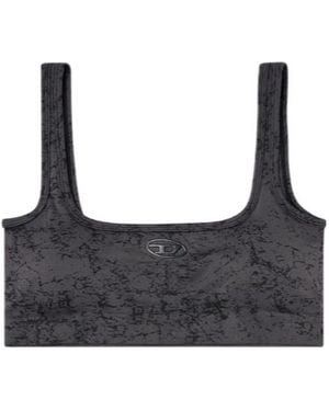 DIESEL Utilitarian Print Sports Bra - Gray