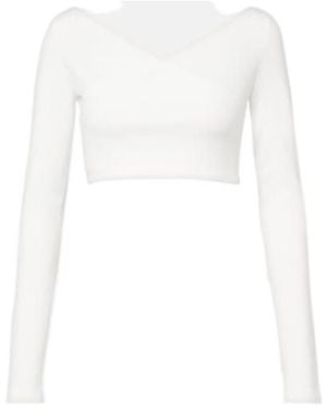 Alaïa Cotton Blend Crepe Wrap Top - White